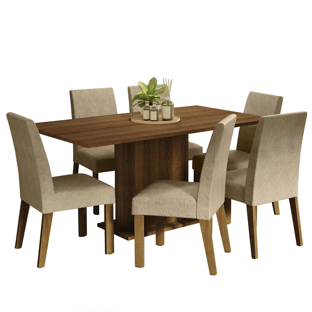 Juego de Comedor Mesa Tapa de Madera 6 Sillas Marrón/Imperial Renata Madesa