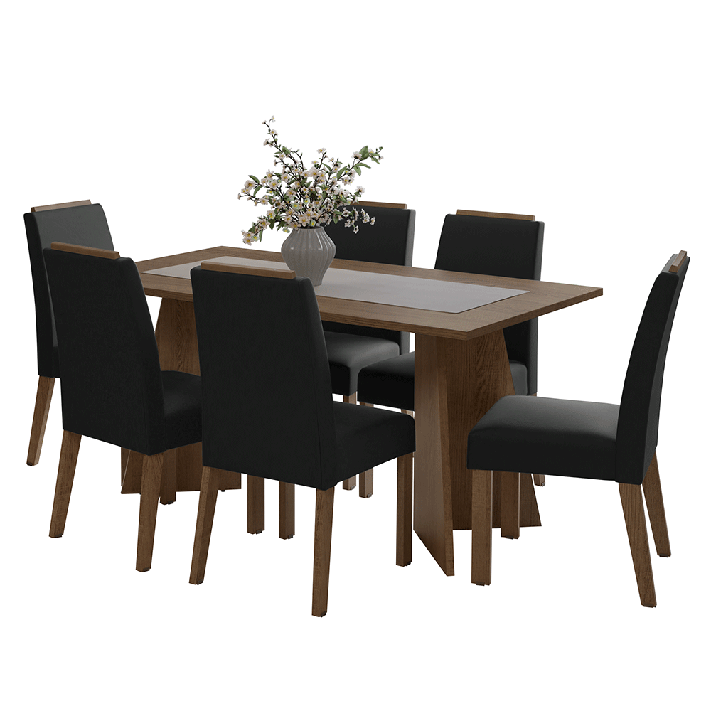 Juego de Comedor Mesada de Madera 6 Sillas Soho Marrón/Oxford