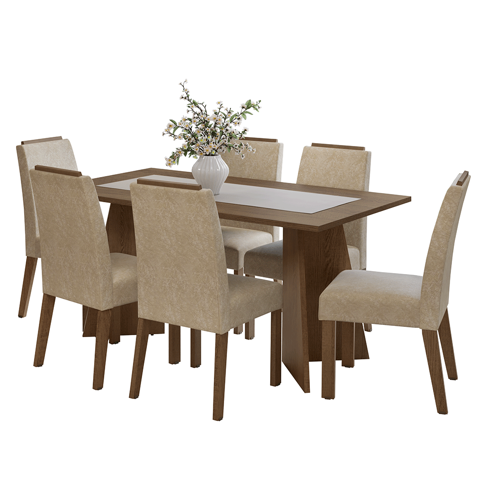 Juego de Comedor Mesada de Madera 6 Sillas Soho Marrón/Imperial
