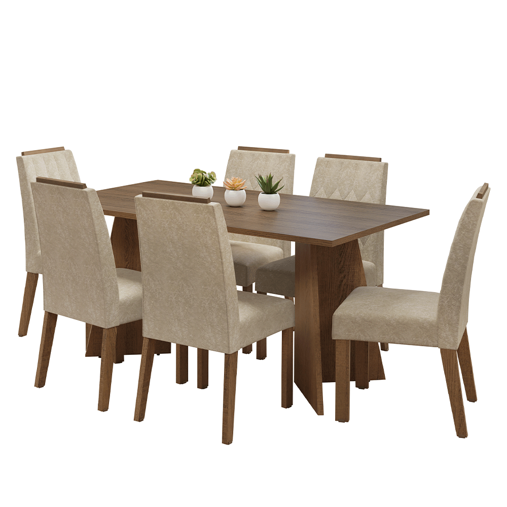 Juego de Comedor Mesada de Madera 6 Sillas Leon Marrón/Imperial