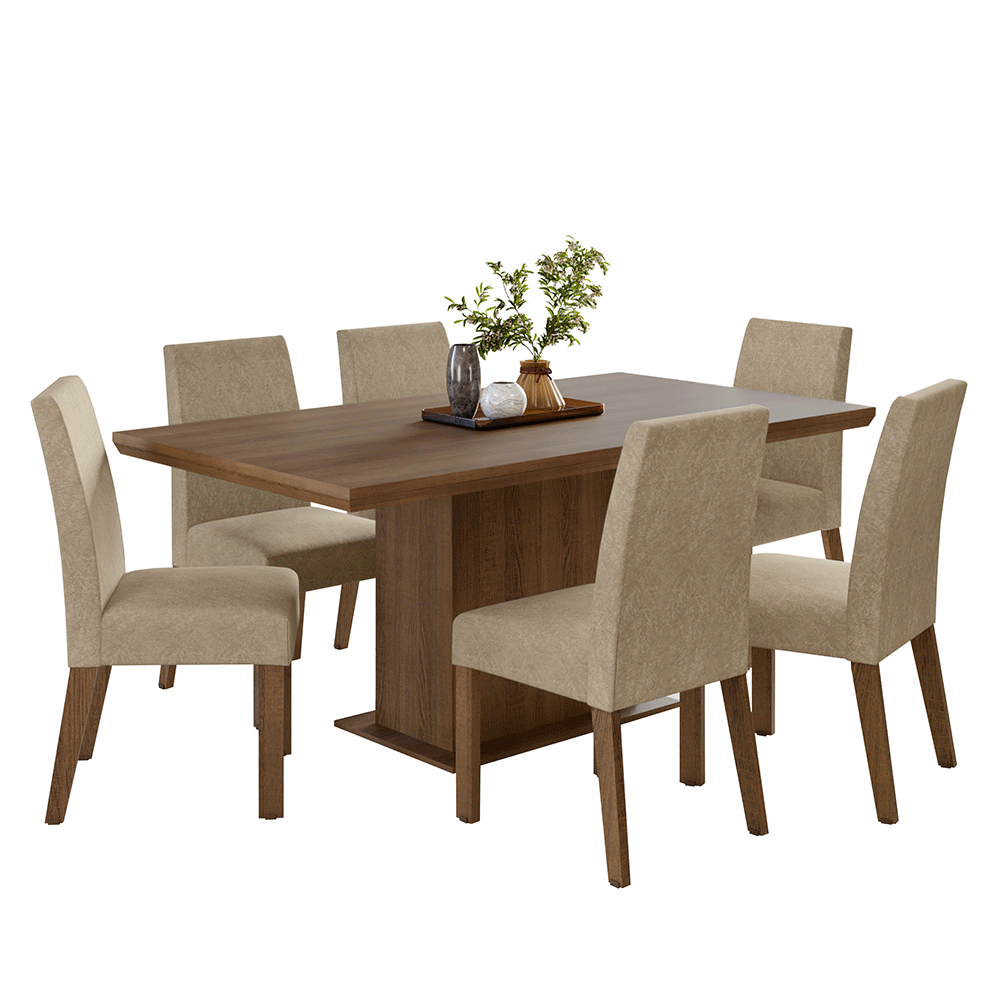 Juego de Comedor con Tapa de Madera 6 Sillas Marrón/Imperial Grasse Madesa