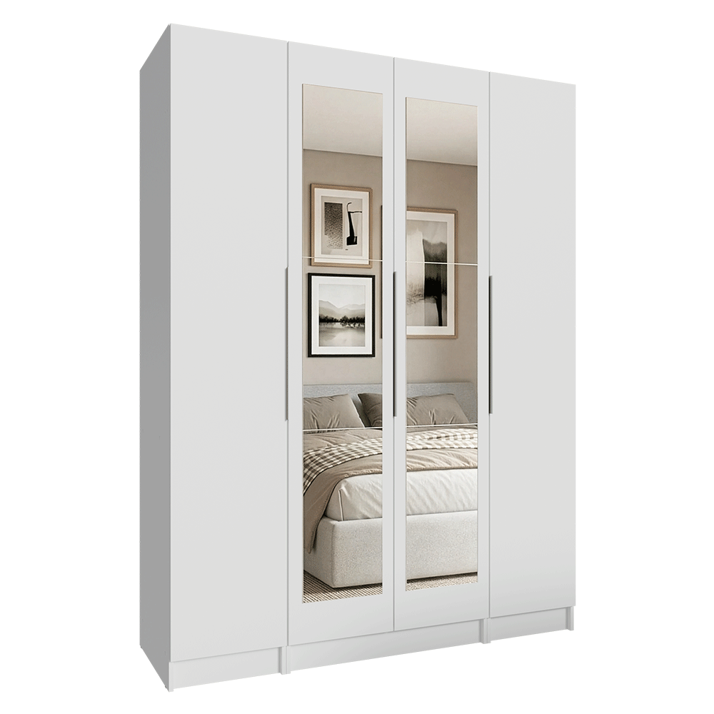 Placard Modular con Espejos 160 cm 4 Puertas Blanco Neo Madesa