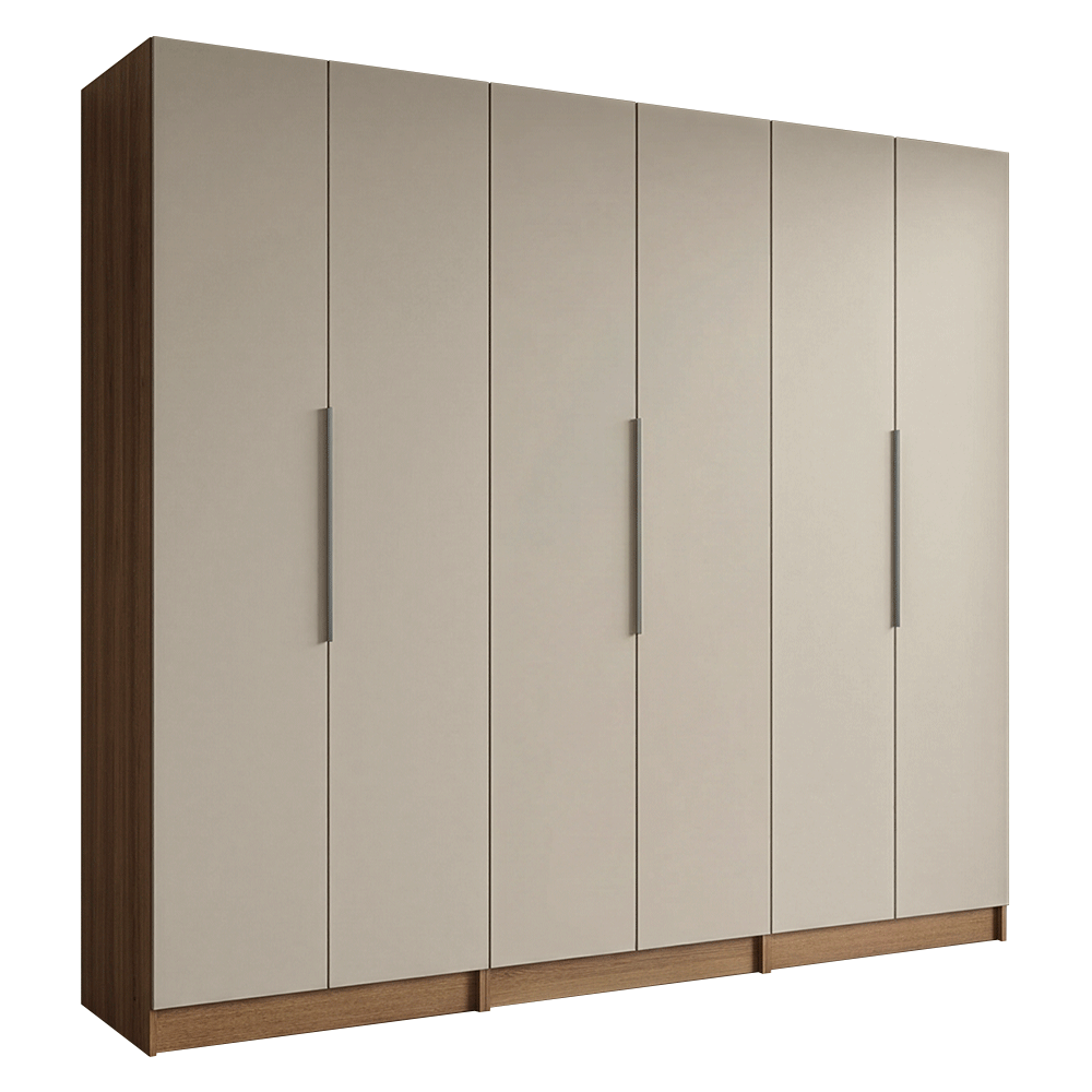 Placard Modular 240 cm 6 Puertas 4 Cajones Marrón/Crema Neo Madesa 01
