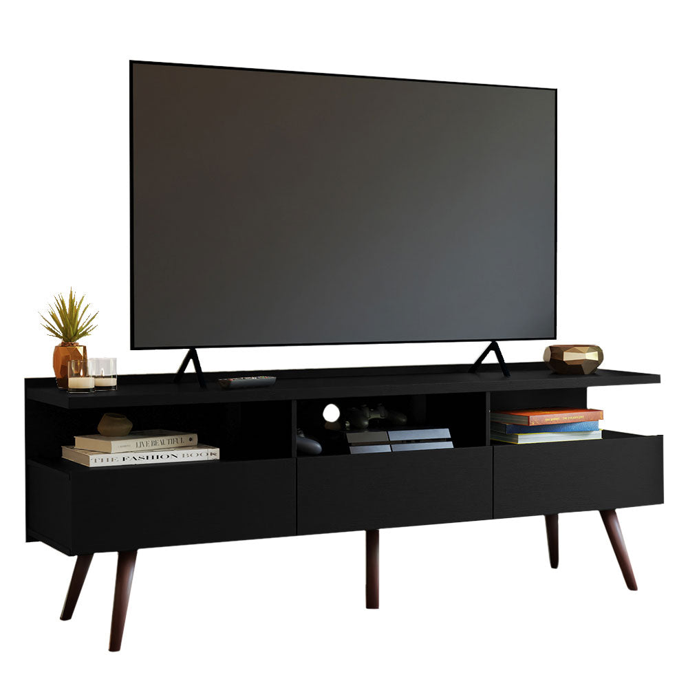 Rack para TV hasta 65 Pulgadas con patas Retro Negro Londres Madesa