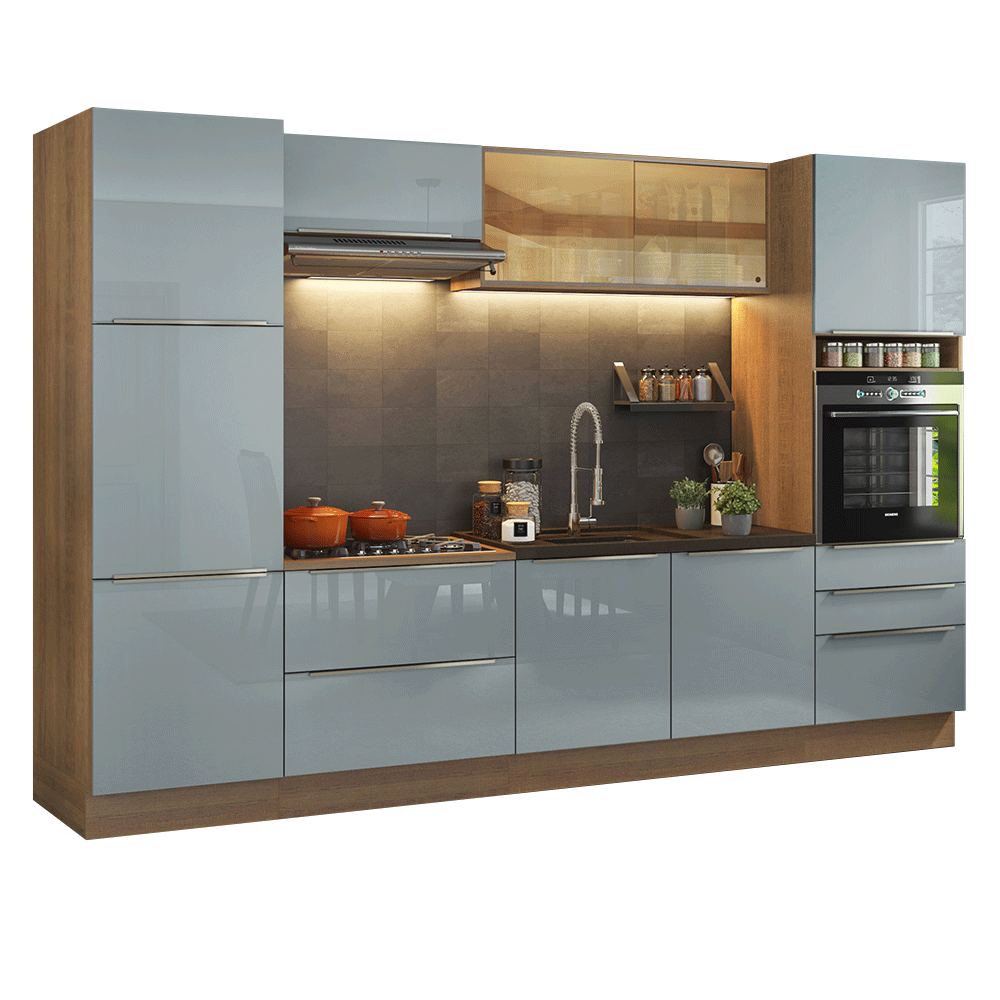 Combo Completo de Cocina 320 x 60 cm Marrón/Gris Lux Madesa 01