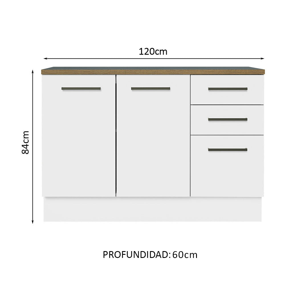 Bajo Mesada Multiuso Garaje 120cm (con Tapa) Blanco/Marrón