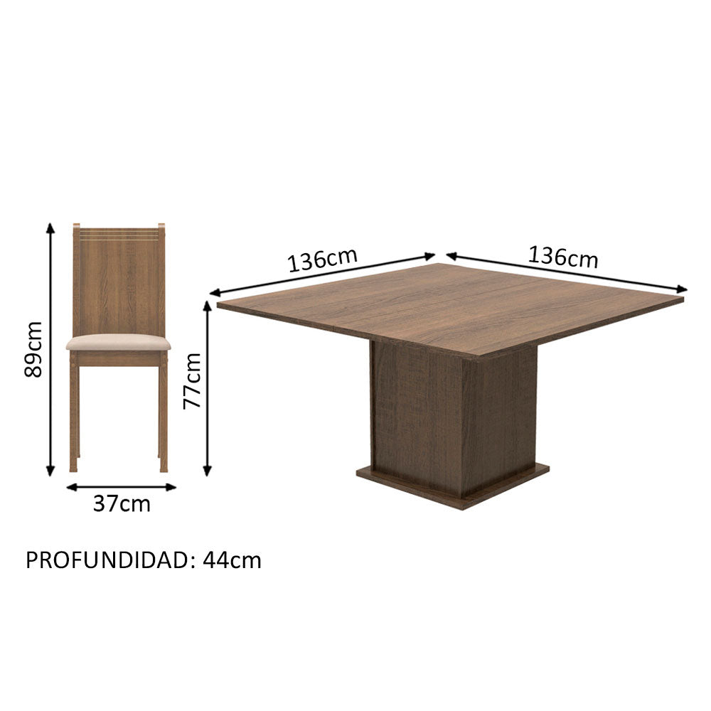 Juego de Comedor Clarice Mesa Tapa de Madera con 8 Sillas