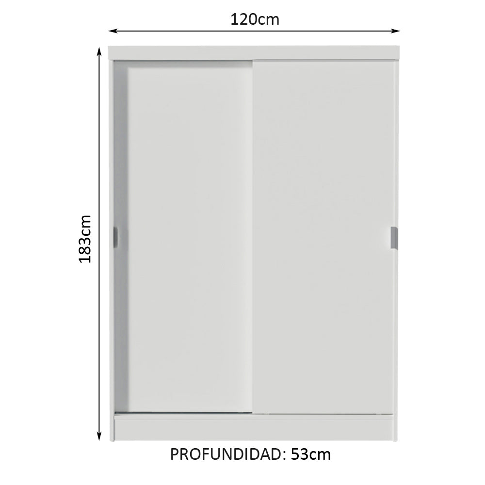 Placard Infantil Nick 120 cm 2 Puertas Corredizas 2 Cajones Blanco Madesa