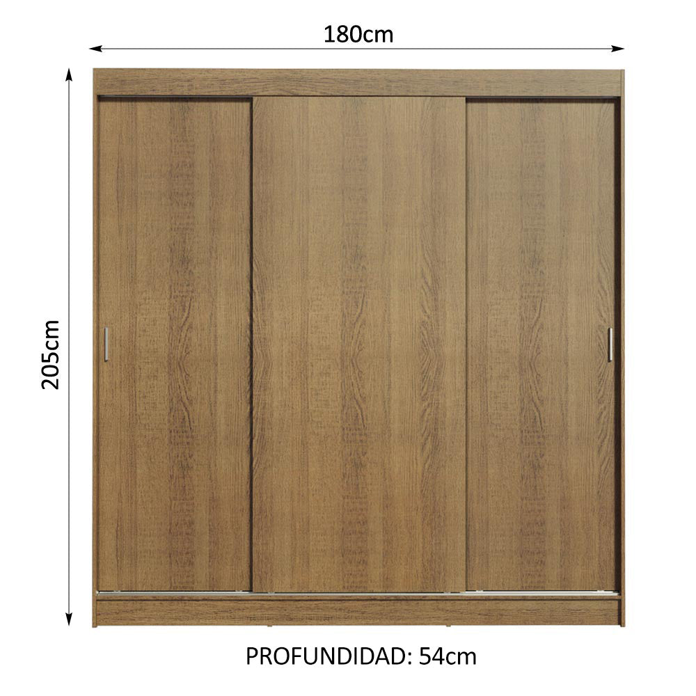 Placard Matrimonial Reno 3 Puertas Corredizas - Marrón