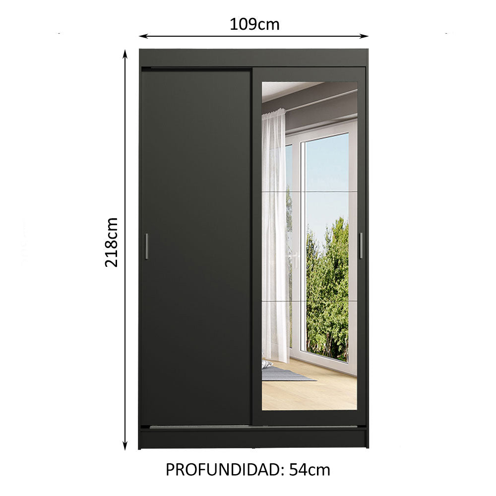 Ropero Placard Tokio Madesa 2 Puertas Negro