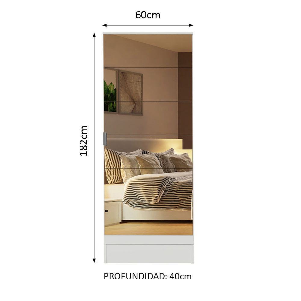 Zapatero 1 Puerta con Espejo Blanco