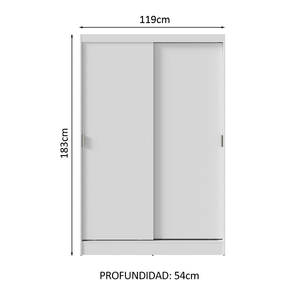 Placard Soltero 2 Puertas Corredizas Blanco Max
