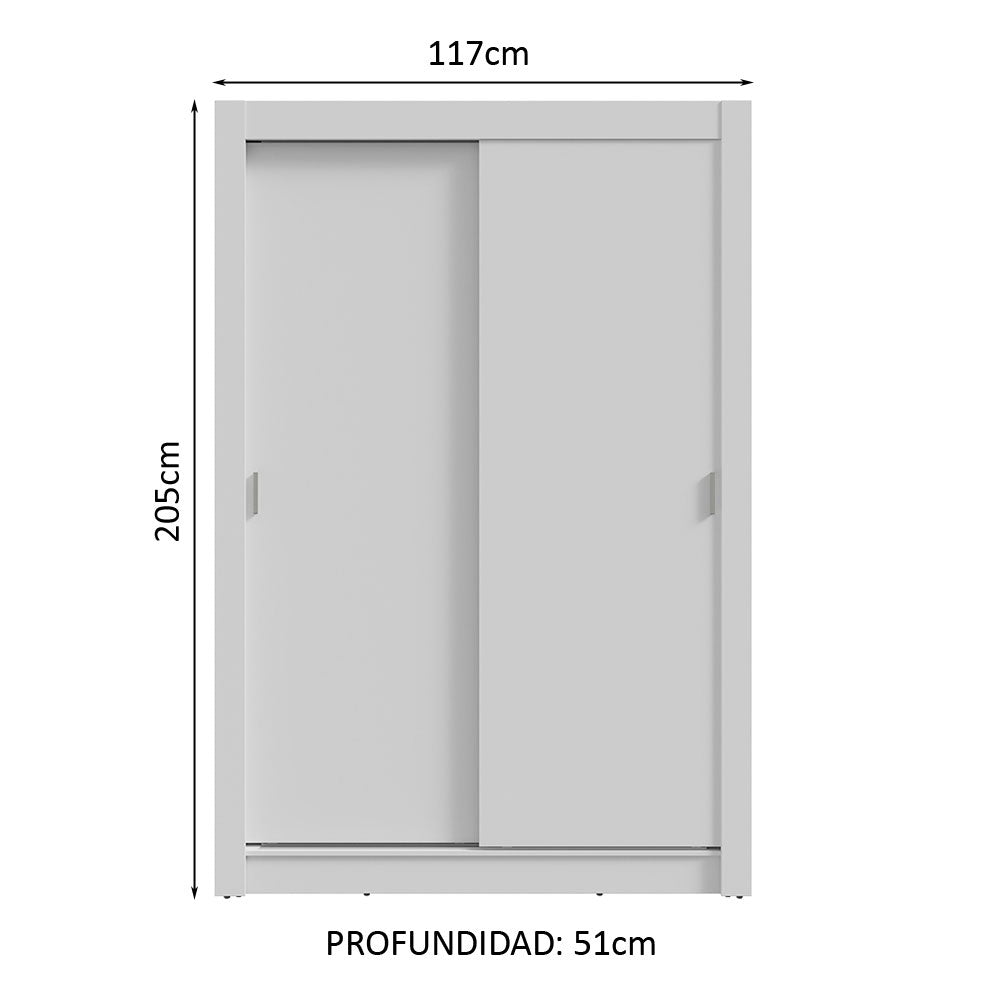Placard 2 Puertas Corredizas 2 Cajones Blanco Vivare