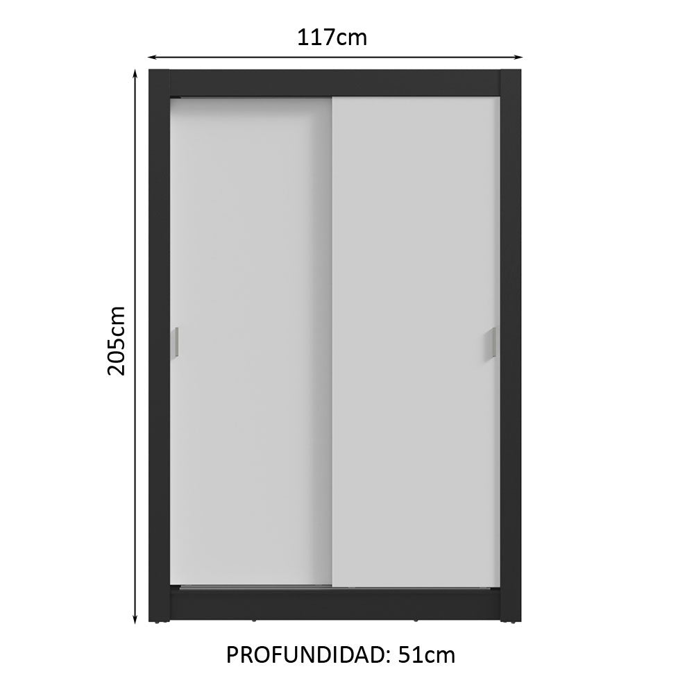Placard 2 Puertas Corredizas Negro/Blanco Milano