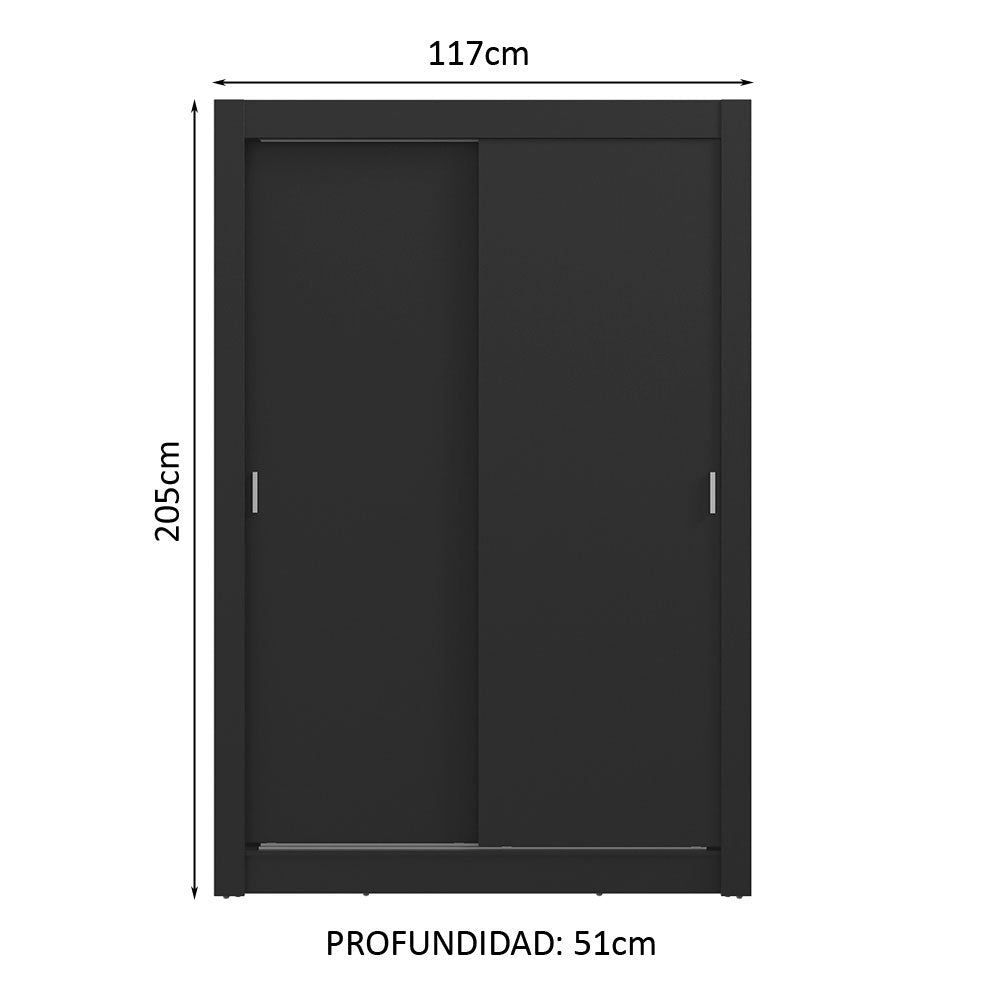 Placard 2 Puertas Corredizas Negro Milano