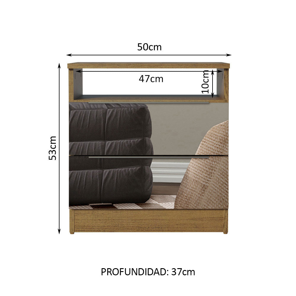 Mesa de Luz Madesa 3227 2 Cajones con Espejo Marrón