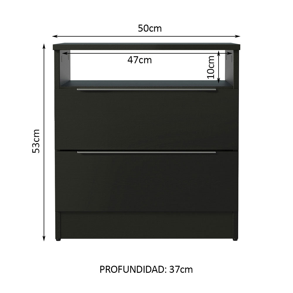 Mesa de luz 3227 con 2 cajones, Negro