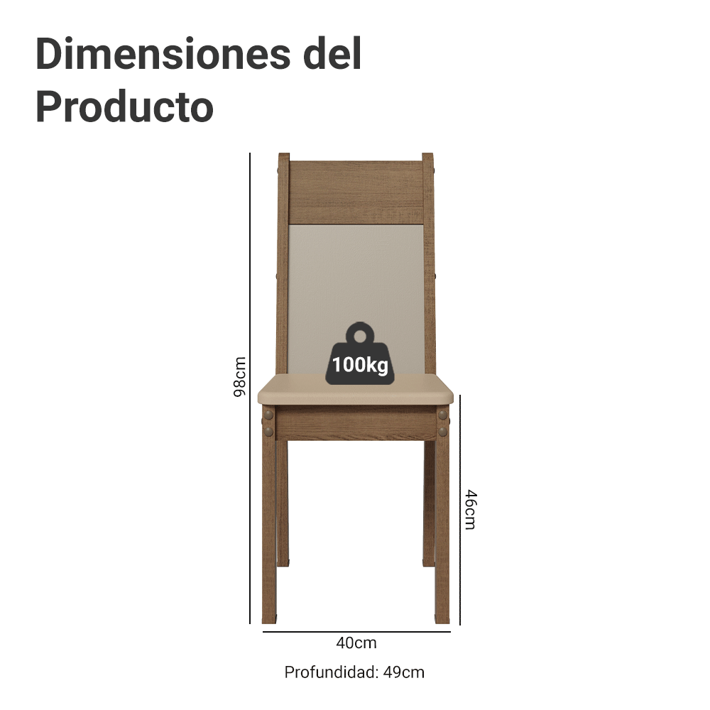 Kit 2 Sillas 4280 Marrón/Beige Sintético