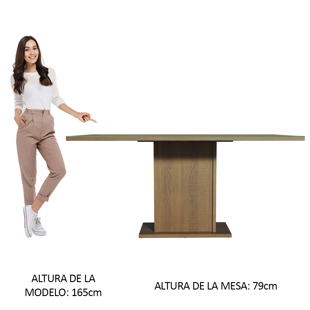 Mesa De Comedor Rectangular con Tapa de Vidrio Marrón 5275 Madesa