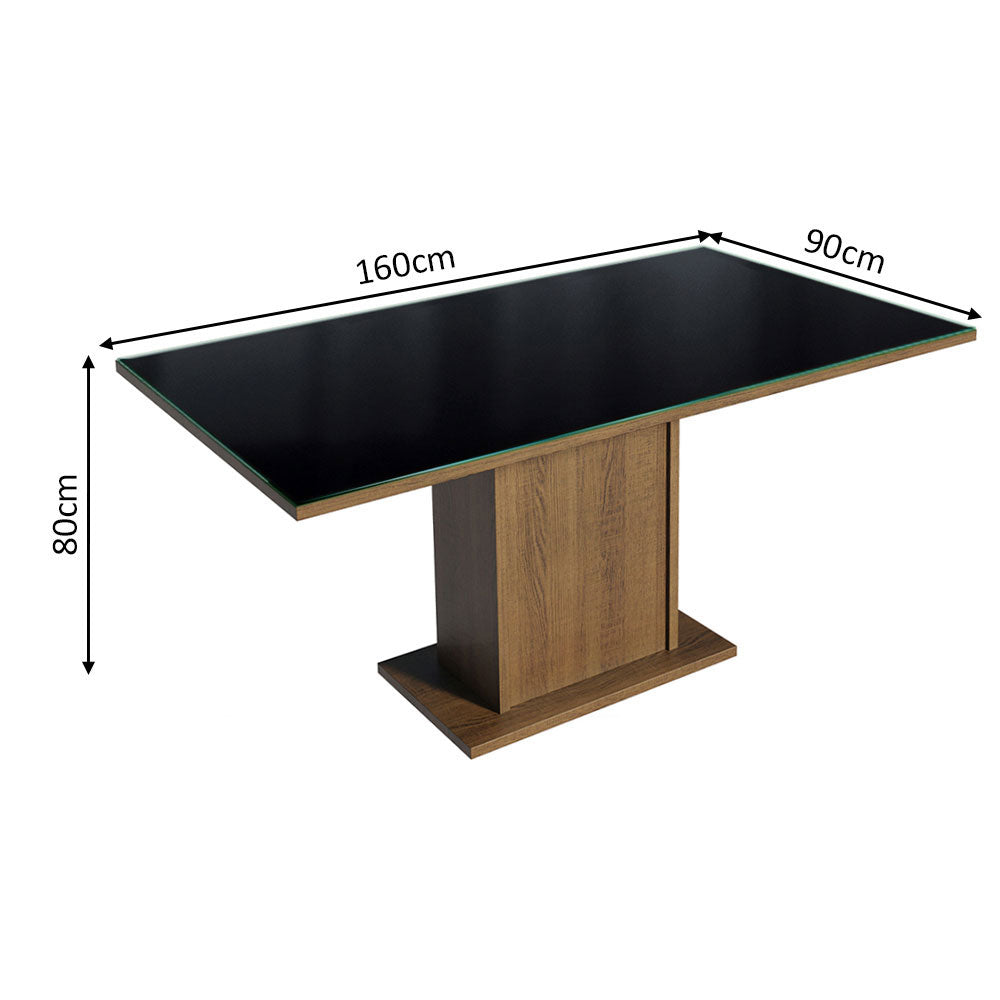 Mesa de Comedor Rectangular con Tapa de Vidrio Marrón/Negro 5275