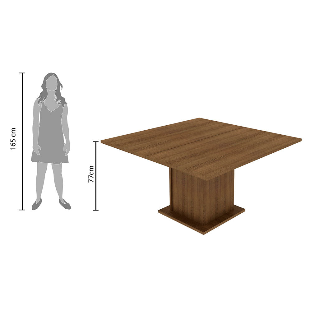 Mesa de Comedor Cuadrada con Tapa de Madera 5286A Marrón