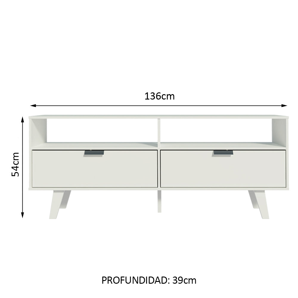 Rack para TV hasta 55 Pulgadas Oslo con 2 Puertas Blanco