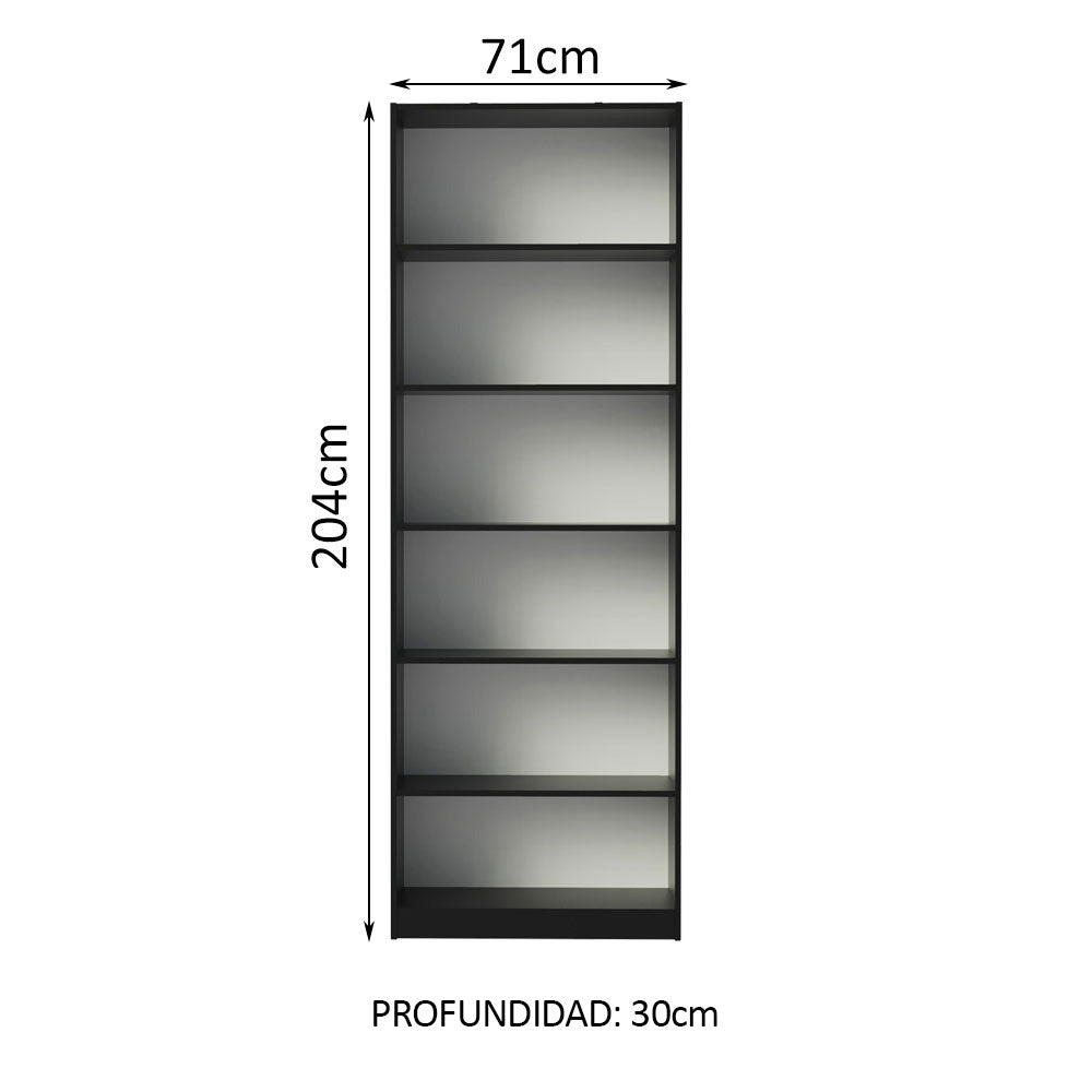 Biblioteca Organizador Madesa 6908 con 6 Nichos Negro