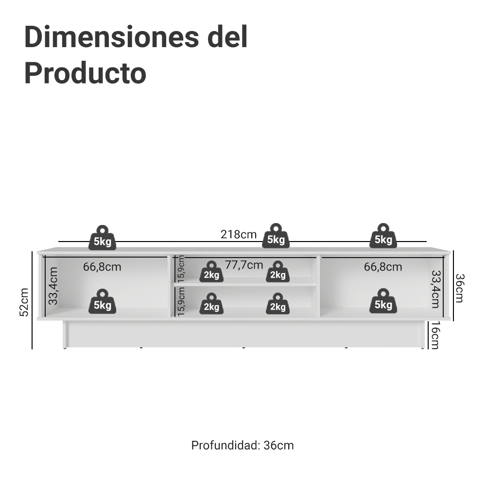 Rack para TV hasta 80 Pulgadas 218 cm 2 Puertas Blanco/Azul Vik Madesa