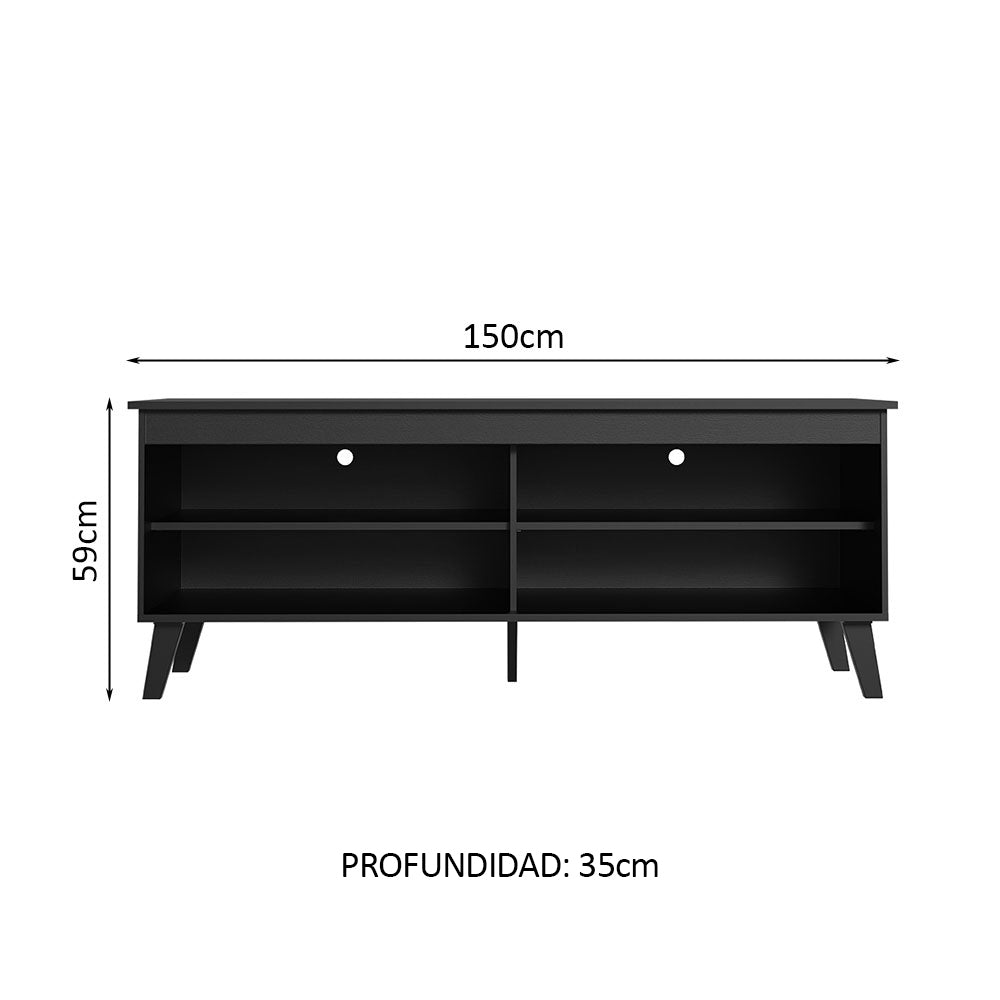 Rack para TV hasta 65 Pulgadas con Patas Negro Turim Madesa