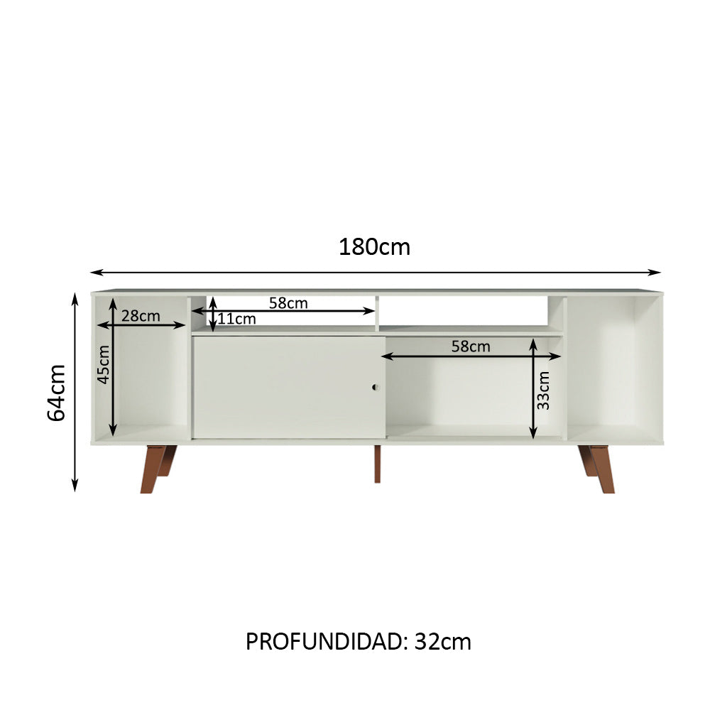 Rack para TV hasta 65 Pulgadas Madesa Cancun con Patas Blanco/Marrón