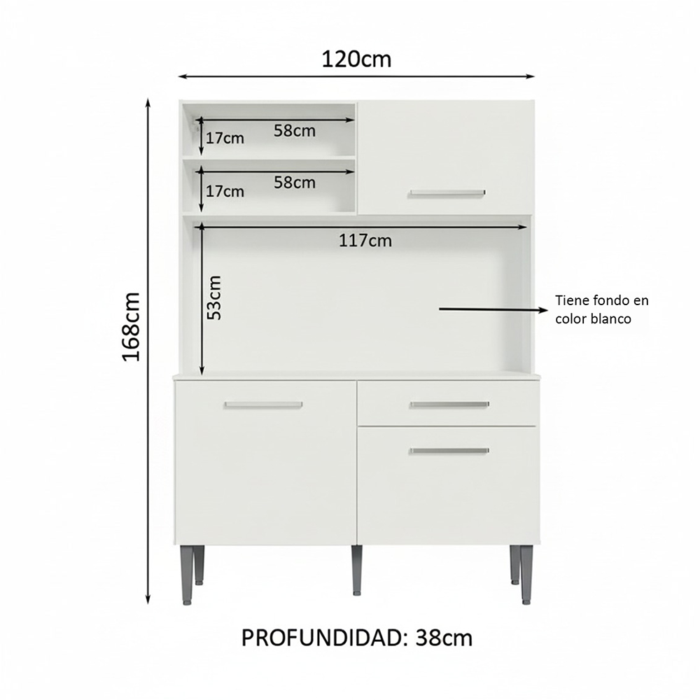 Cocina Compacta 120cm Blanco Life