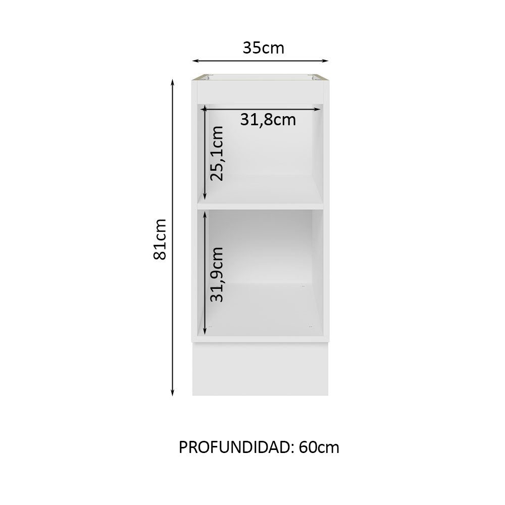 Bajo Mesada Cocina 35 x 60 cm 1 Puerta (Sin Mesada) Blanco Stella Madesa