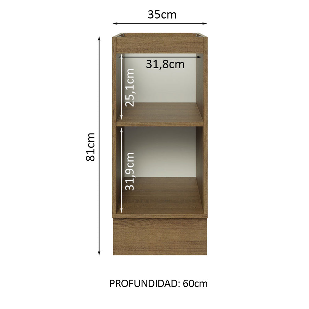 Bajo Mesada Cocina 35 x 60 cm 1 Puerta (Sin Mesada) Marrón Stella Madesa