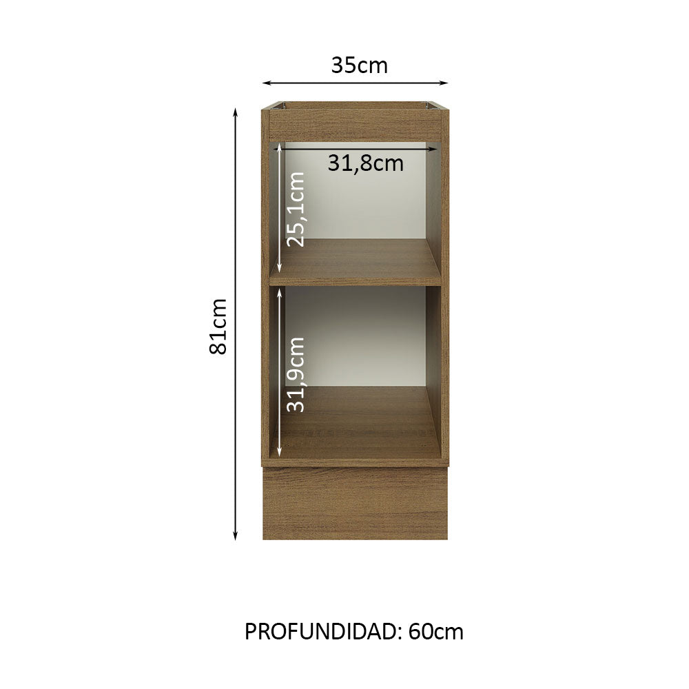 Bajo Mesada Cocina 35 x 60 cm 1 Puerta (Sin Mesada) Marrón/Blanco Stella Madesa