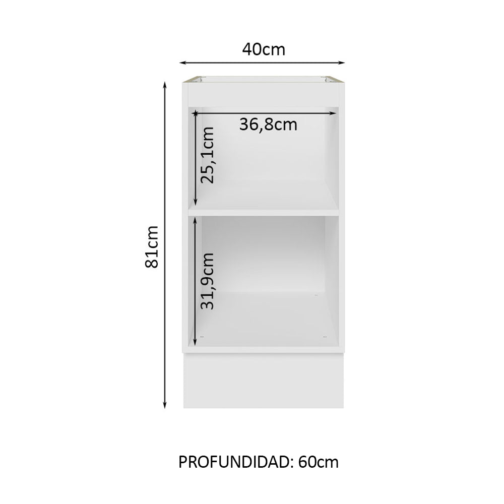 Bajo Mesada Cocina 40 x 60 cm 1 Puerta (Sin Mesada) Blanco/Marrón Stella Madesa