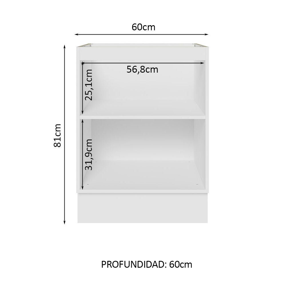 Bajo Mesada Cocina 60 x 60 cm 1 Puerta (Sin Mesada) Blanco Stella Madesa
