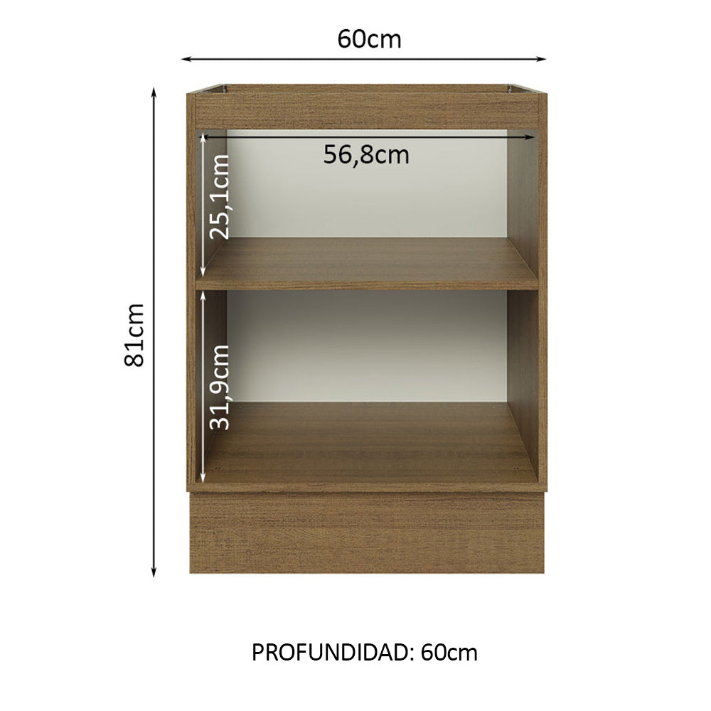 Bajo Mesada Cocina 60 x 60 cm 1 Puerta (Sin Mesada) Marrón Stella Madesa