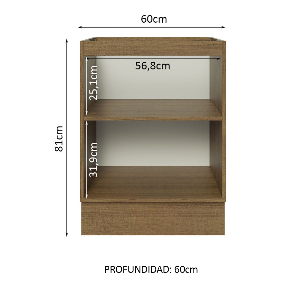 Bajo Mesada Cocina 60 x 60 cm 1 Puerta (Sin Mesada) Marrón/Blanco Stella Madesa
