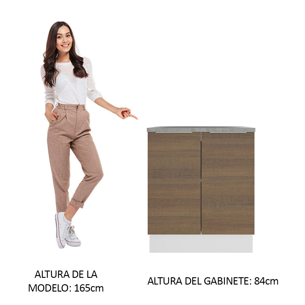 Bajo Mesada 70 cm x 60 cm, Sin cajones 2 Puertas Stella Blanco/Marrón