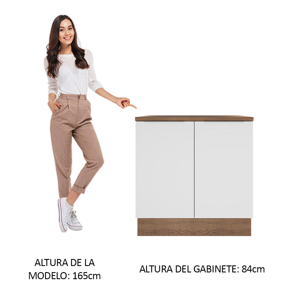 Bajo Mesada Cocina 80 x 60 cm 2 Puertas (Con Mesada) Marrón/Blanco Stella Madesa