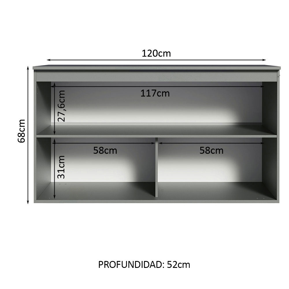 Bajo Mesada Cocina 120 cm 2 Puertas Gris Nice Madesa