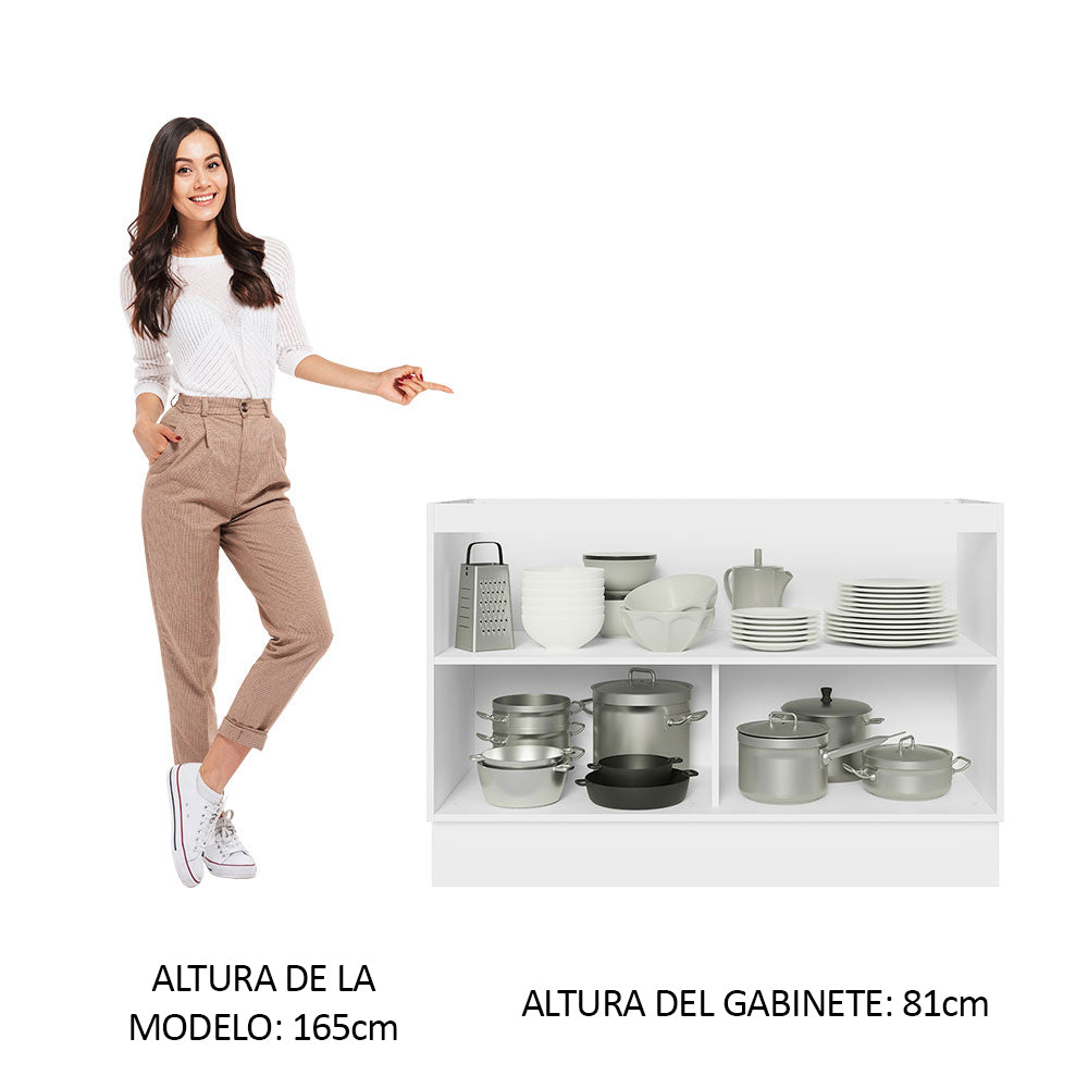 Bajo Mesada para Bacha 100% MDF 120 cm 2 Puertas (Sin Mesada y Bacha) Blanco/Negro Acordes Madesa