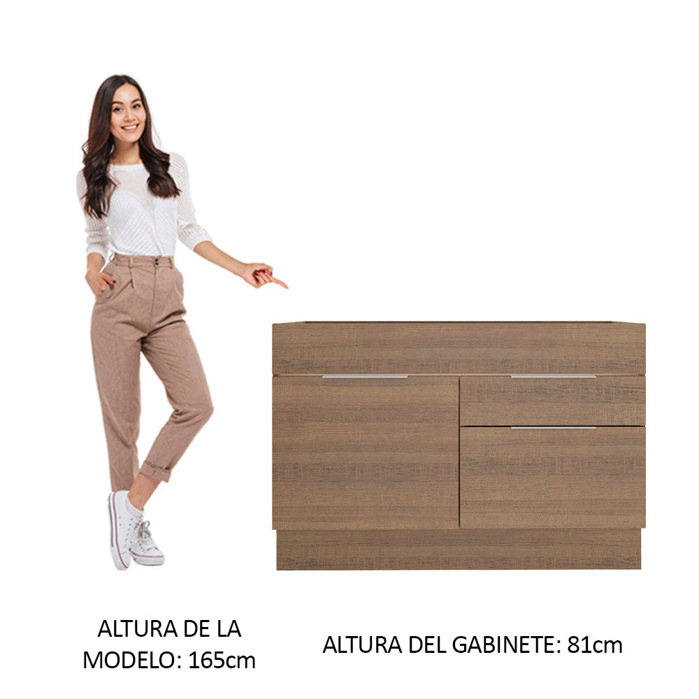 Bajo Mesada para Bacha 120 cm 1 Puerta e 2 Cajones (Sin Mesada y Bacha) Marrón Stella Madesa