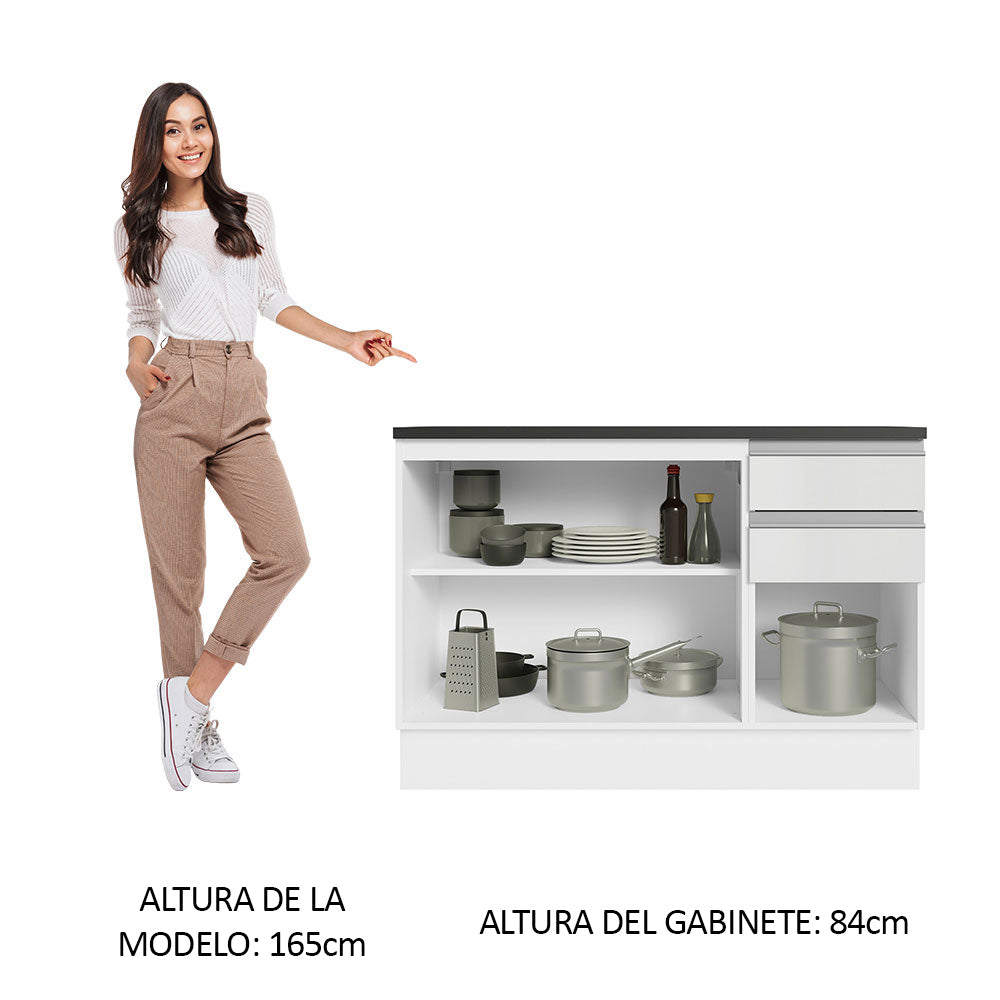 Bajo Mesada Cocina 100% MDF 120 cm 3 Puertas e 2 Cajones Blanco Acordes Madesa