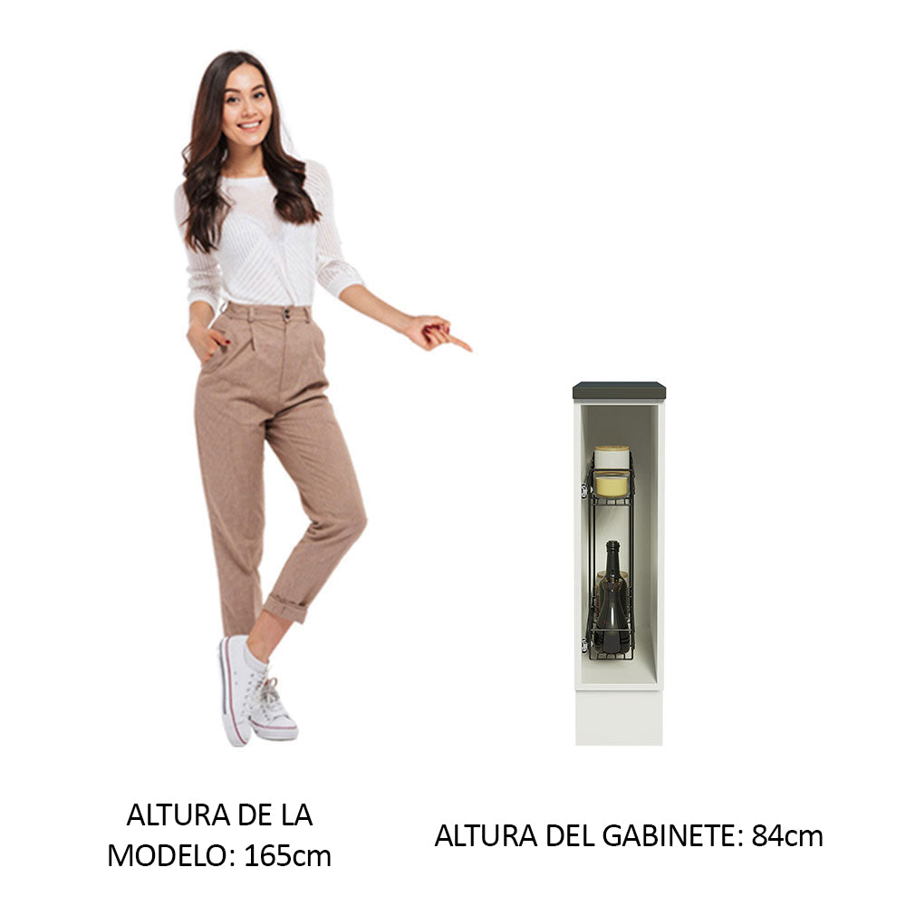 Bajo Mesada Cocina Puerta-Temperos 100% MDF 20 cm (Con Mesada) Blanco Acordes Madesa