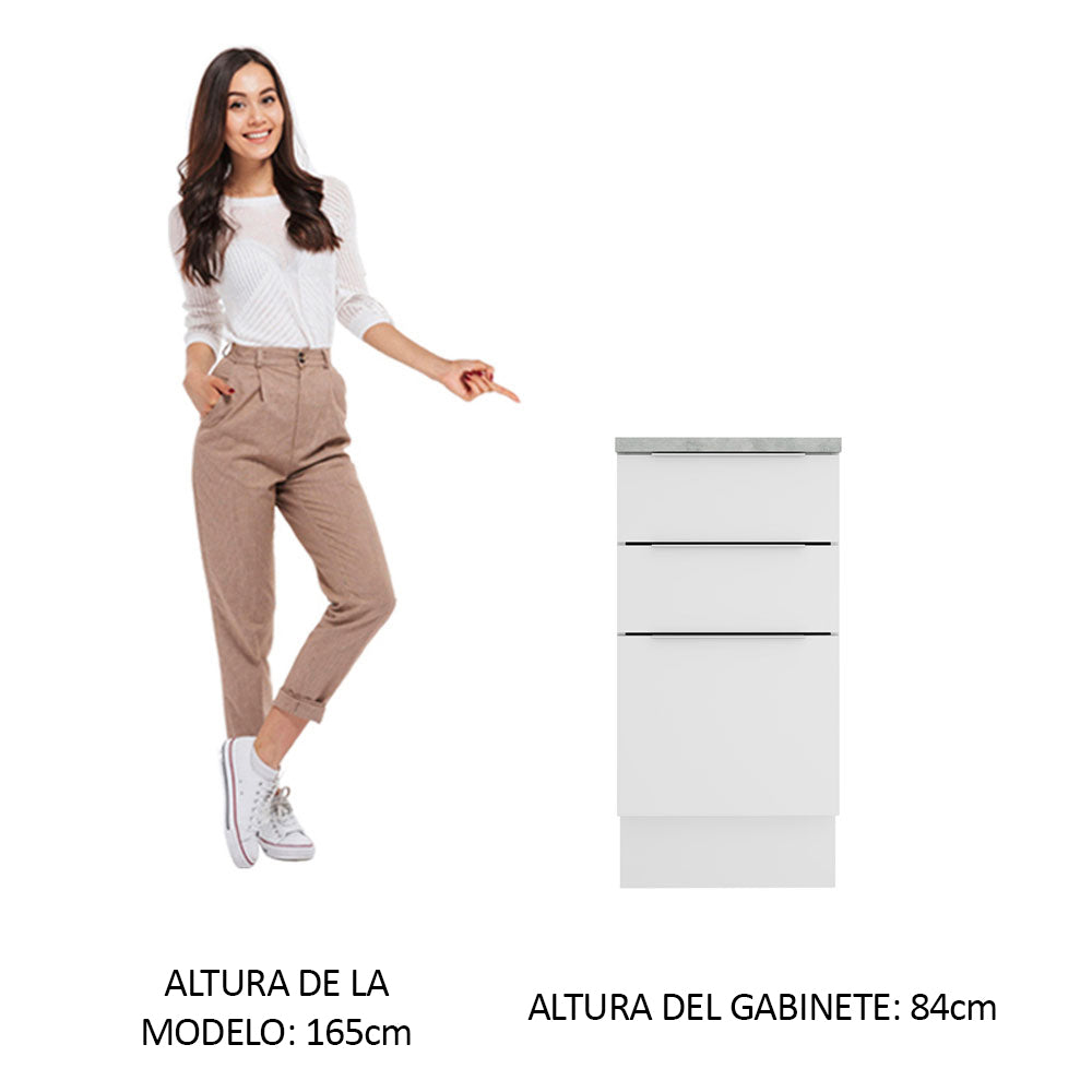 Bajo Mesada Cocina 40 cm 3 Cajones Blanco Stella Madesa
