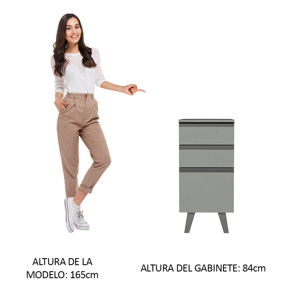 Bajo Mesada 40 cm 3 Cajones Nice Gris