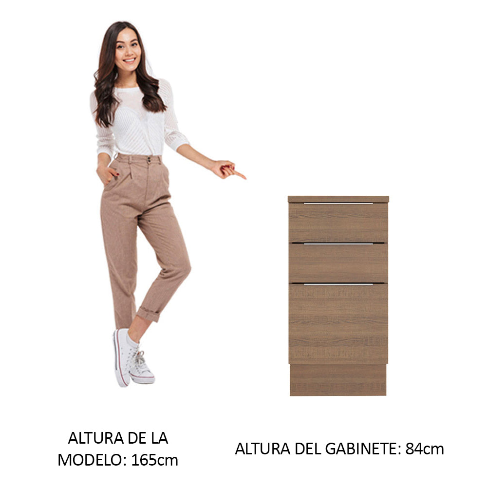 Bajo Mesada Cocina 40 cm 3 Cajones Marrón Stella Madesa