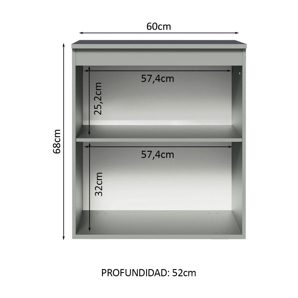 Bajo Mesada 60 cm 1 Puerta Nice Gris