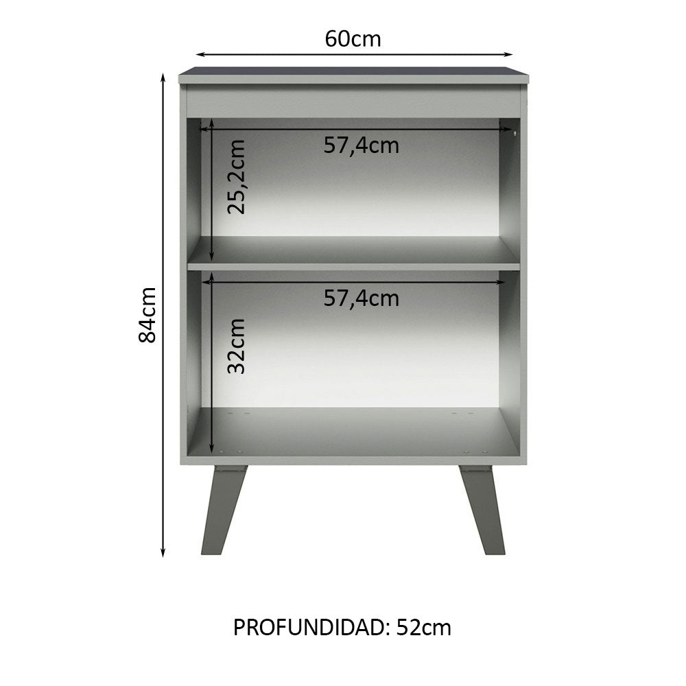 Bajo Mesada 60 cm Sin cajones 1 Puerta Nice Gris
